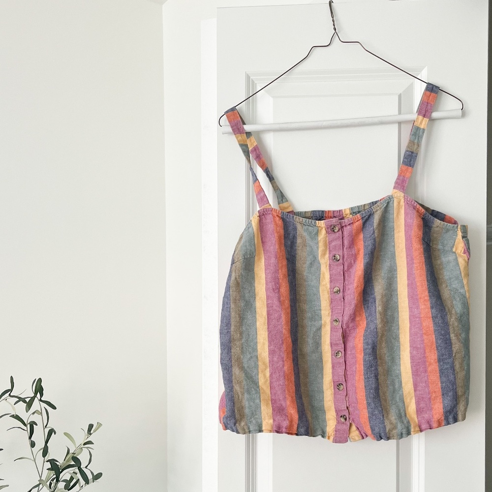 Madewell | Rainbow Stripe Button-Front Tank Top